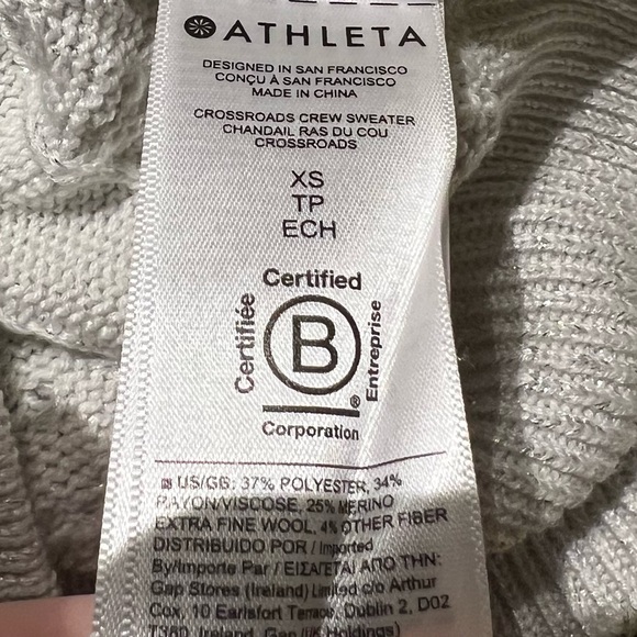 Athleta Crossroads Crew Sweater In Bright White Metallic Cable Knit H - Picture 7 of 12